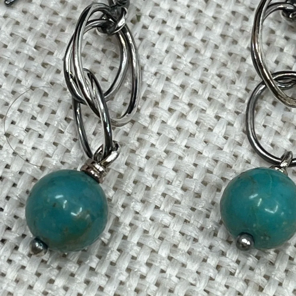 Vintage Whitney Kelly Sterling Silver Earrings with Turquoise Beads - Picture 6 of 16